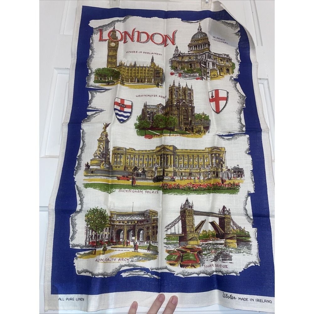 Ulster Pure Irish Linen Dishcloth‎ UNUSED Perfect London Historic Sites